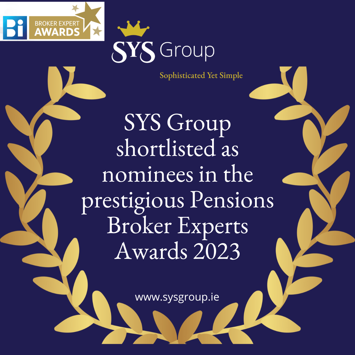 SYS Group shortlisted as nominees in the prestigious Pensions Broker Experts Awards 2023